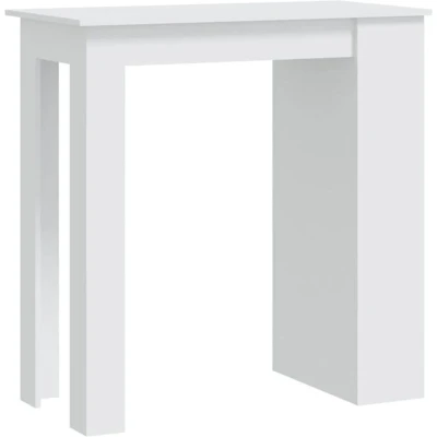 Image of vidaXL Bar Table with Storage Rack White 102x50x103.5 cm Engineered Wood