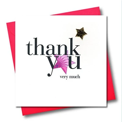 Image of Claire Giles Hearts and Stars Thank You Card Pink