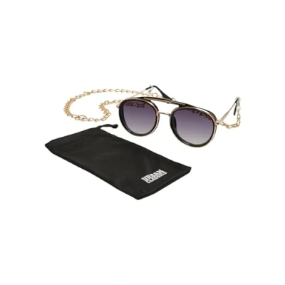 Image of Urban Classics Sunglasses Ibiza WITH Chain Unisex black/goldcoloured, Men&#039;s, Size: One Size, Black/gold coloured