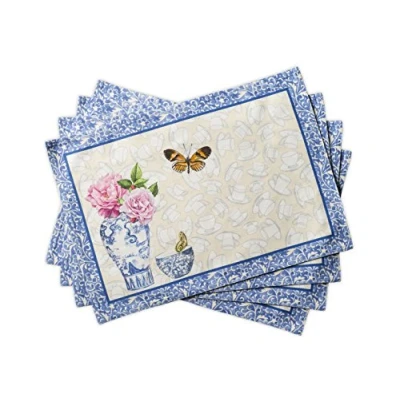 Image of Maison d&#039; Hermine Placemat Set of 4 100% Cotton Decorative Washable Easter Table Placemats for Dining, Home, Wedding, Banquet, Buffet, Canton Spring/Summer (33cm x 48cm)