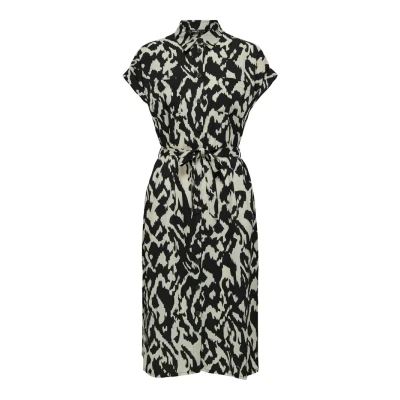 Image of ONLY MIDI Shirt dress, Women&#039;s, Size: 10, Birch black graphic