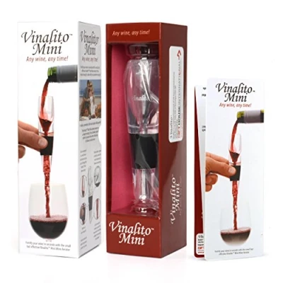 Image of VINALITO Mini Travel Wine Aerator and Decanter with Velvet Pouch, Clear