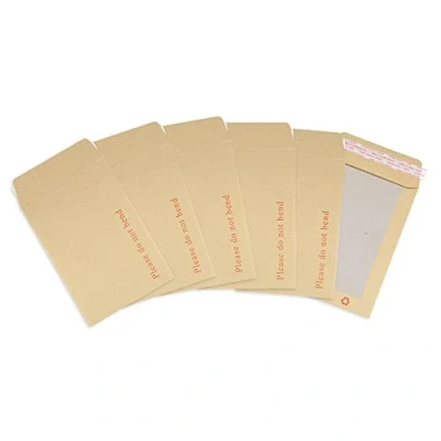 Image of Postmaster A5 C5 Do Not Bend Board Back Envelopes 229 x 162 mm Peel Seal 50 Pack, Brown