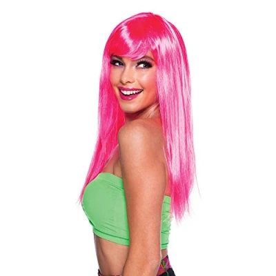 Image of Bristol Novelty BW876 Passion Wig For Women Neon Pink Long, One Size