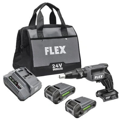 Image of FLEX 24V Brushless Cordless Drywall Screw Gun Kit with (2) 2.5Ah Lithium Batteries and 160W Fast Chargers FX1611 2AA