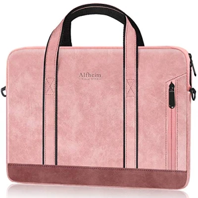 Image of Alfheim 15/15.6/16 inch Laptop Bag, Waterproof Leather Briefcase Messenger Bag with Shoulder Strap for Women/Men/Business, Compatible Macbook Pro 16
