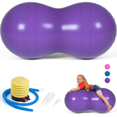 Image of DASKING Peanut Ball for Kids Therapy, Anti burst Exercise Ball, 90x45cm Yoga with Hand Pump, Gym Quality Fitness Pregnancy, Children, Women, Men