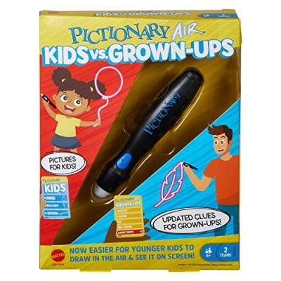 Image of Pictionary Air Kids vs Grown Ups Family Drawing Game, Links to Smart Devices, Gift for Kid, &amp; Adult Game Night, Ages 6 Years Older​ Amazon Exclusive