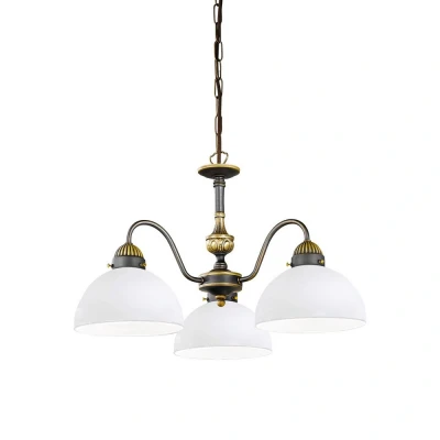 Image of Nonna Cottage Style Glass 3 Arm Chandelier Matt Antique Brass, 3x E27