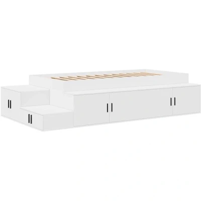 Image of vidaXL Storage Bed Frame White 100x200 cm