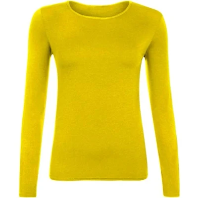 Image of Hiffy Kids Unisex Plain Basic Top Long Sleeve Girls Boys Uniform T Shirt Tops (Yellow, 7 8 Years)