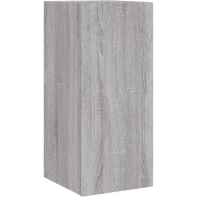 Image of vidaXL TV Wall Cabinet with LED Lights Grey Sonoma 30.5x35x70 cm