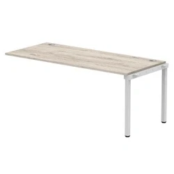 Image of Impulse Bench Single Row Ext Kit 1800 Silver Frame Desk Grey Oak