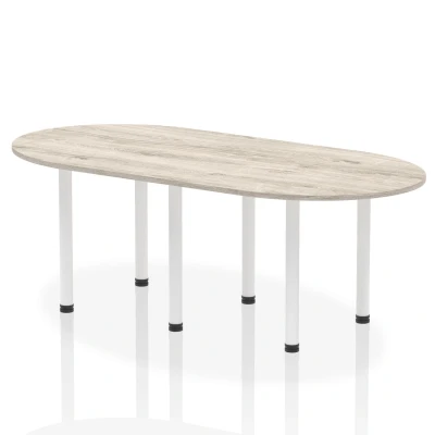 Image of Impulse 2400mm Boardroom Table Grey Oak Top White Post Leg