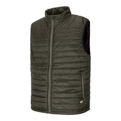 Image of Hoggs of Fife Kingston Rip Stop Gilet Olive/Merlot Medium Green