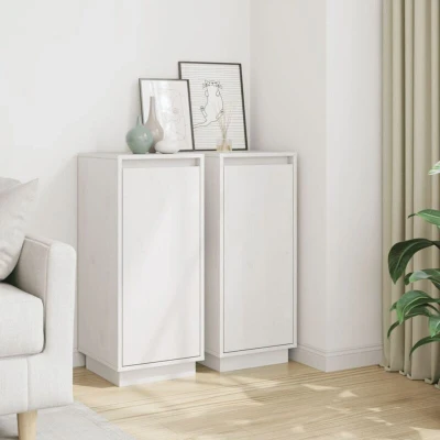 Image of vidaXL Sideboards 2 pcs White 31.5x34x75 cm Solid Wood Pine