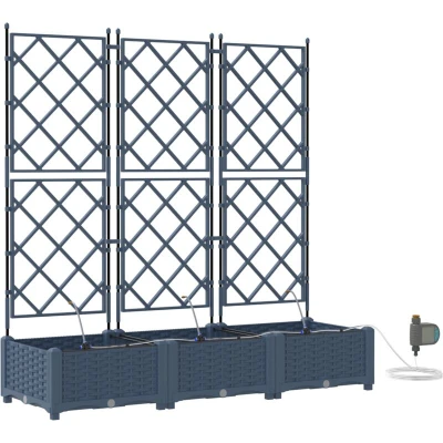 Image of vidaXL Garden Planters with Water Irrigation System 3 pcs Grey