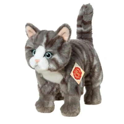 Image of Teddy Hermann 91822 Cat 7,9&quot;/20 cm, Soft Toy, Plush Gray Tabby
