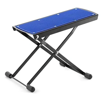 Image of TIGER GST35 BL Guitar Footstool Height Adjustable Folding Footrest for Classical, Acoustic Electric Blue