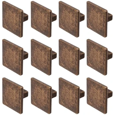 Image of Decoranddecor Calla Square Cabinet Knob Door Pull Handle Kitchen Cupboard Furniture Drawer (12 Pack, Antique Copper)