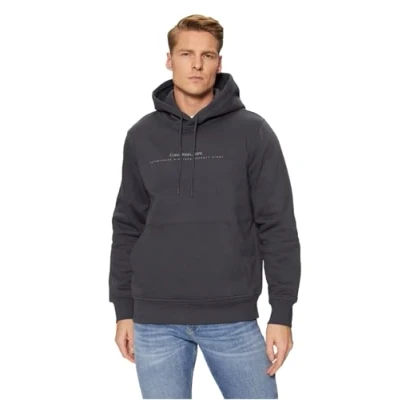 Image of Calvin Klein Jeans Minimal LOGO Hoodie Sweatshirt, Men&#039;s, Size: XL, Ebony