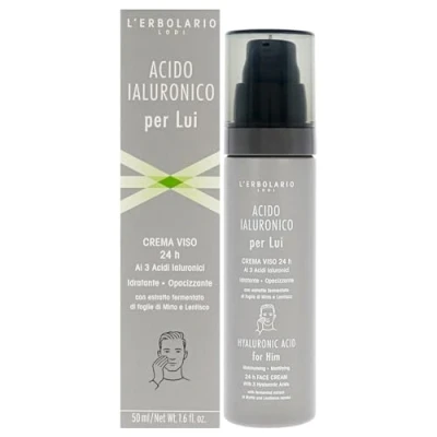 Image of Hyaluronic Acid Moisturisin Mattifying Face Cream by LErbolario for Men 1.6 oz