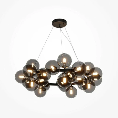 Image of Maytoni Dallas Modern 25 Light Globe Pendant Ceiling Black, Smoky Shade, G9