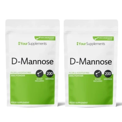 Image of Your Supplements D Mannose Pure Powder 400g Natural &amp; Non GMO Vegetarian Vegan Friendly Scoop Included
