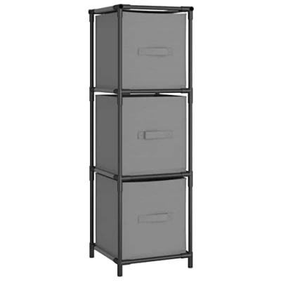 Image of vidaXL Modern Storage Cabinet with 3 Fabric Drawers Versatile and Lightweight Home Organiser in Grey Ideal for Living Room or Bedroom