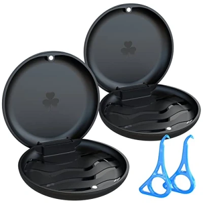Image of 2 Pcs Retainer Case,BVN Box with Aligner Removal Tool, Orthodontic Denture Box,Mouth Guard Case,Black