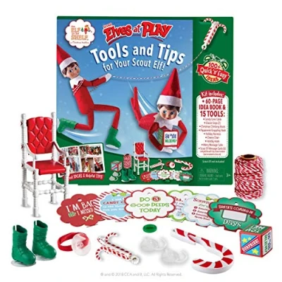 Image of Official Elf on The Shelf Scout Elves at Play 24 Day Kit 2024 to Create 100+ Magical Moments: Includes 15 Props &amp; Accessories with 60 Page Ideas Book