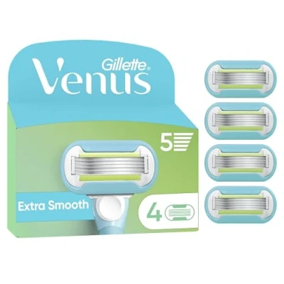 Image of Gillette Venus Extra Smooth Razor Blades Women, Pack of 4 Blade Refills, Lubrastrip with A Touch Avocado Oils, SkinCushion Helps Protect From Shave Irritation