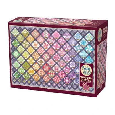 Image of Cobble Hill 2000 Piece Puzzle Four Square Quilt Blocks Sample Poster Included