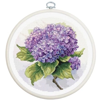 Image of Luca S Cross Stitch Kit with Hoop Included Hydrangea, BC225