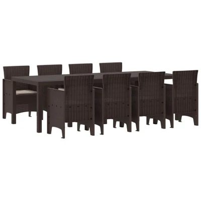 Image of vidaXL Garden Dining Set 9 pcs Brown Poly Rattan