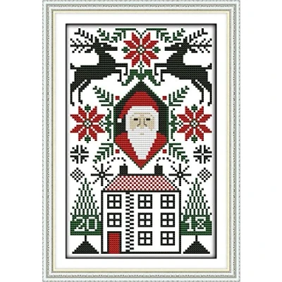 Image of Cross Stitch Kits, Santa Claus Christmas Awesocrafts Easy Patterns Stitching Embroidery Kit Supplies Gifts, Counted (Santa Claus, Counted)