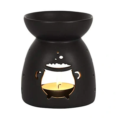 Image of TECH ISLAND Oil Burner, Black Cauldron Cut Out Burner Essential Oils and Wax Melt Warmer Tea Light Holder Fragrance the Home Aromatherapy Witchcraft