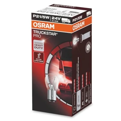 Image of OSRAM TRUCKSTAR PRO P21 / 5W, halogen signal lamp, 7537TSP, 24V truck folding box (10 lamps)