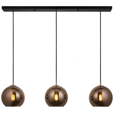 Image of Boli 3 Light Triple Ceiling Pendant Copper Mirrored Glass