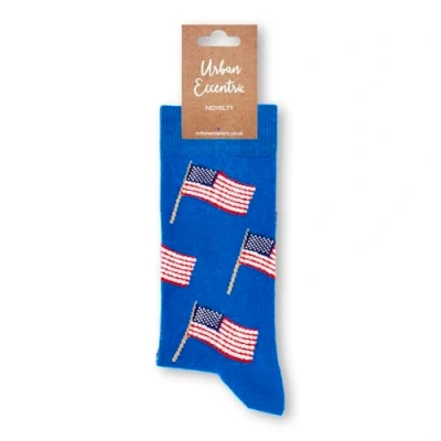 Image of Urban Eccentric Unisex USA Flag Socks Gift 1 Pair Cotton Rich Premium Novelty Gifts