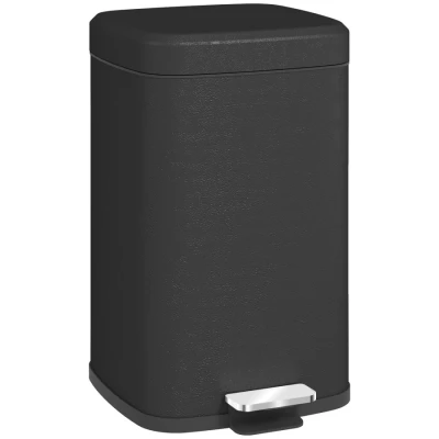 Image of HOMCOM 20 Litre Pedal Bin, Fingerprint Proof Kitchen Bin with Soft close Lid, Metal Rubbish Foot and Removable Inner Bucket, Black