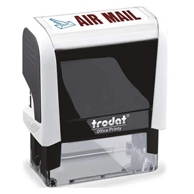 Image of Trodat Stamp 4912 Office Printy with English Text AIRMAIL Self Inking, Red and Blue Ink, 18 x 46 mm
