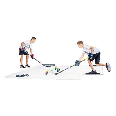 Image of Hockey Revolution Tiles 8 Durable Slick Dryland Interlocking Flooring, Light &amp; Adjustable, Indoor Outdoor Synthetic Ice Super Glide Surface for Regular Pucks (9.7 sq ft / 0.9 m)
