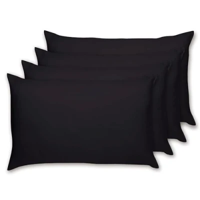 Image of Rayyan Linen 4 Pack Pillow Cases 100% Egyptian Cotton 200 Thread Counts 50 x 75 cm (Black)
