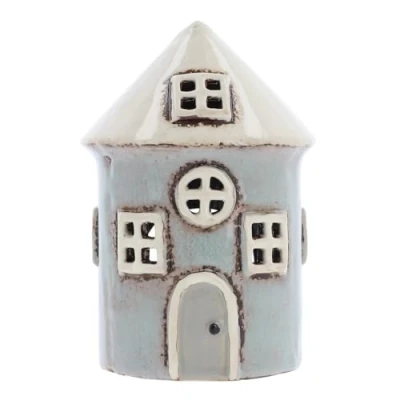 Image of Shudehill Giftware Village Pottery Ceramic Round Heart House Mini Tealight Grey
