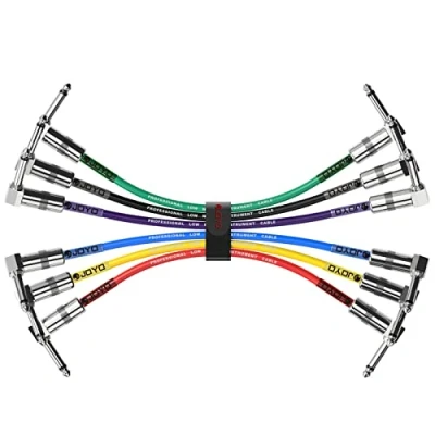 Image of JOYO Guitar Patch Cables 7.8 Inch Professional Bass Effect Pedal Cords 1/4 (CM 11, 6 Pack)
