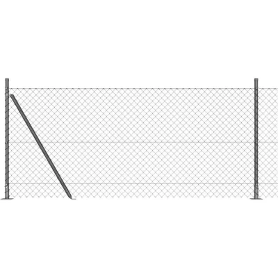 Image of vidaXL Chain Link Fence with 13 Flanged Posts 1x25 m Galvanised Steel