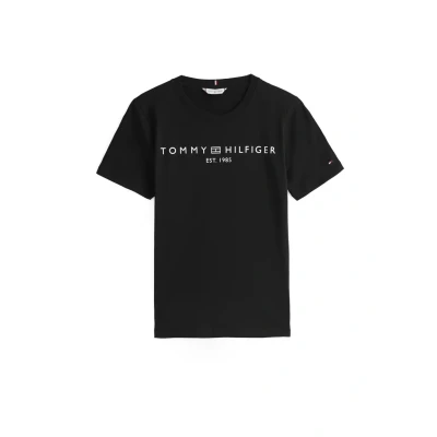 Image of Tommy Hilfiger Women&#039;s Reg Corp Logo C nk Ss Ww0ww40276 S/S Knit Tops, Black (Black), L