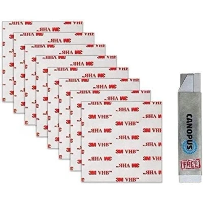 Image of CANOPUS 3M Double Sided Sticky Pads Heavy Duty, VHB 8 PCs (76 mm x 76 mm), Wateproof Extra Strong Mounting Pads, Number Plate Ideal for Indoor and Outdoor use