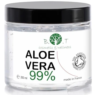 Image of Aloe Vera Gel Organicn Fast Absorbing, Non Sticky, Purest Form, No Artificial Thickeners, Trusted by Users Sunburn Relief, Tattoos &amp; Stretch Marks, 250ml